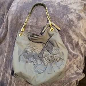 Vintage Juicy Couture Wool bows bag light gray purple